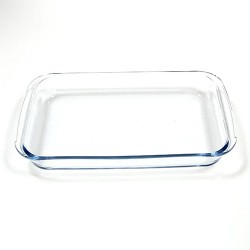 طبق فرن زجاجي مستطيل شفاف 2.0 لتر، يقاوم درجات الحرارة العالية حتى 400 درجة مئوية