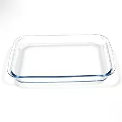 طبق فرن زجاجي مستطيل شفاف 2.0 لتر، يقاوم درجات الحرارة العالية حتى 400 درجة مئوية
